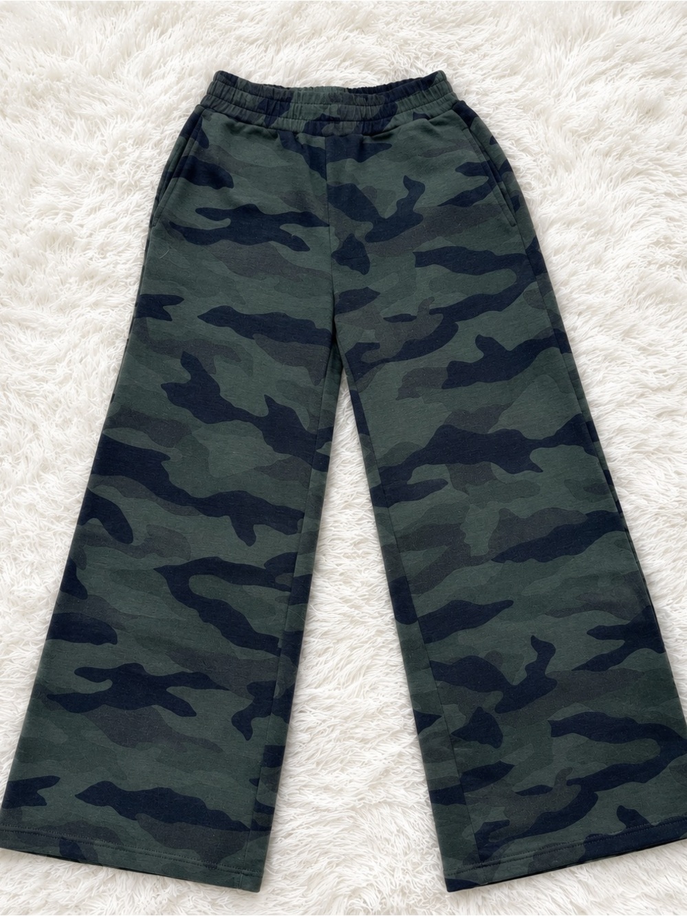 Vintage Havana Black & Dark Green Camo Wide Leg Pants